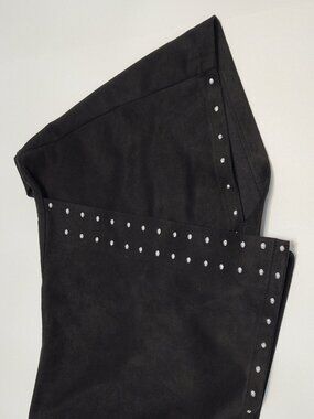 Womens black suede skort skirt size S/M short shorts